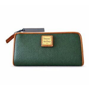 Dooney & Bourke Pebble Grain Zip Clutch Wristlet Wallet Forest Green NWT